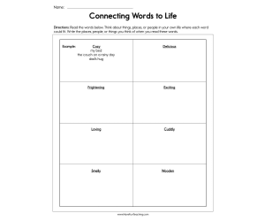Connecting Words to Life Worksheet