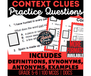 Context Clues Practice Questions - Vocabulary Grade 5-6 (Docs)