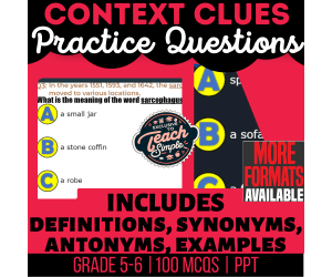 Context Clues Practice Questions - Vocabulary Grade 5-6 (PPT)