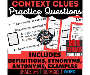 Context Clues Practice Questions - Vocabulary Grade 5-6 (Word)