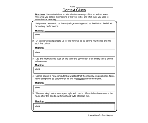 Context Clues Worksheet