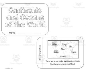 Continents and Oceans Flipbook Activity