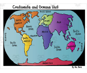 Continents and Oceans Map – Geography PowerPoint