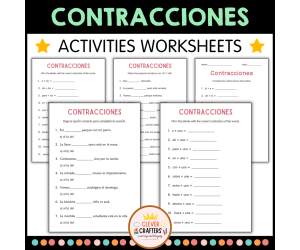 Contractions Grammar Worksheets in Spanish