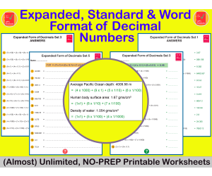 Convert between Expanded, Standard and Word Format of Decimals