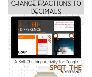 Convert - Change - Fractions to Decimals Self-Checking Digital Activity - Halloween