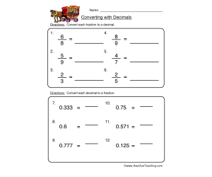 Converting Decimals Worksheet