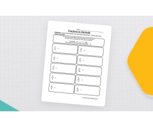 Converting Fractions to Decimals – Math Worksheet