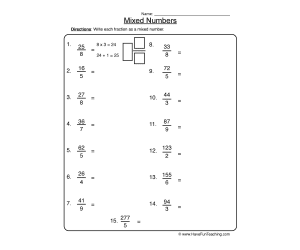 Converting to Mixed Numbers Worksheet