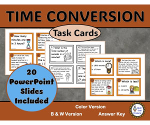 Converting Units of Time Task Cards and Power Point Slides