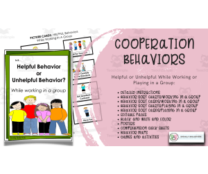 COOPERATION BEHAVIOR, Working and Playing in a Group, Differentiated Activities For K-5th