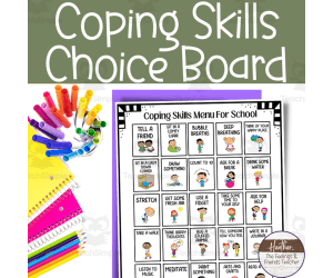 Coping Skills Menu & Chart For Students-- Behavior Management Tool