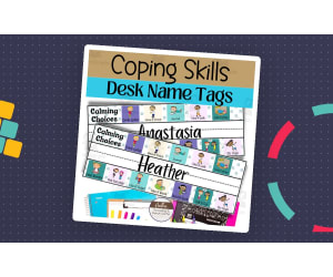 Coping Skills SEL Themed Desk Name Tags