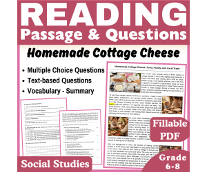 Cottage Cheese: Social Studies Reading Passage (Fillable PDF)
