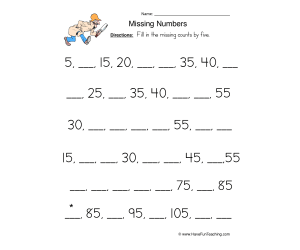 Count Fives Fill in the Blank Worksheet