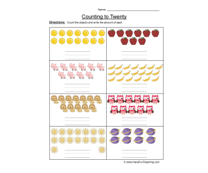 Count to 20 Objects Worksheet
