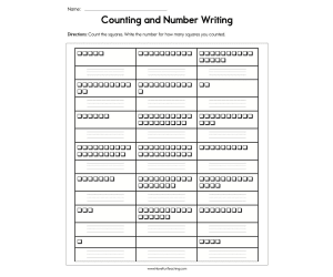 Counting and Number Writing Worksheet