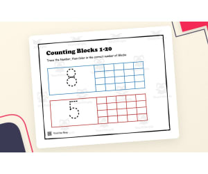 Counting Blocks 1-20 Worksheet