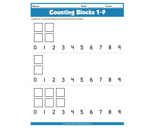 Counting Blocks 1-9 Worksheets