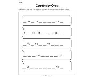 Counting By Ones Worksheet