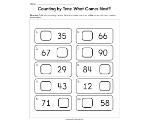 Counting by Tens What Comes Next Worksheet