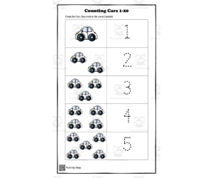 Counting Cars 1-20 Printable