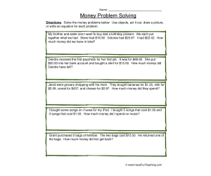 Counting Coins Word Problems Worksheet