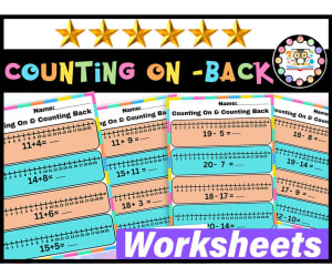 Counting On & Back  Addition Subtraction  Number Line Worksheets