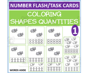 COUNTING SHAPES COLORING TASK CARDS 1