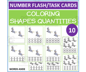 COUNTING SHAPES COLORING TASK CARDS 10