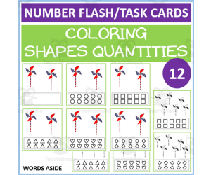 COUNTING SHAPES COLORING TASK CARDS 12