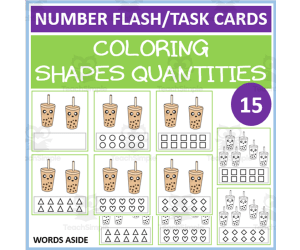 COUNTING SHAPES COLORING TASK CARDS 15