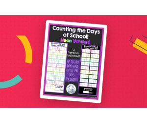 Counting the Days of School | Ten Frame Counters | Math Counting Activity - Neon Version
