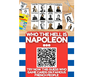 Country Study on France - Guess Who Game Cards on Famous French People
