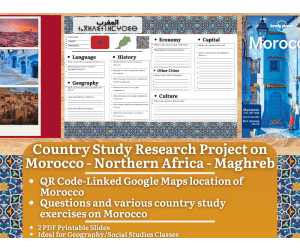 Country Study Research Project on Morocco - North Africa - Maghreb