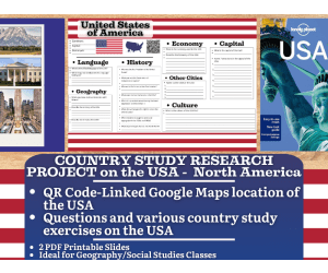 Country Study Research Project - USA - Social Studies - North America