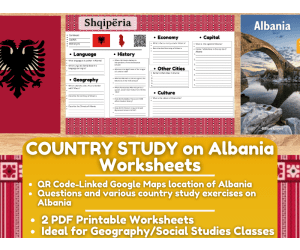 Country Study Worksheets - Albania - Europe - Balkans