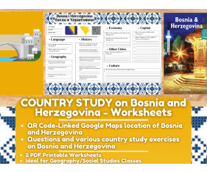 Country Study Worksheets - Bosnia and Herzegovina - Europe - Balkans