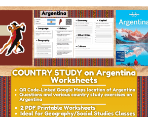 Country Study Worksheets on Argentina - South America