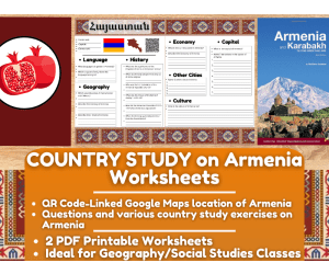 Country Study Worksheets on Armenia - Caucasus