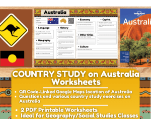 Country Study Worksheets on Australia - Oceania