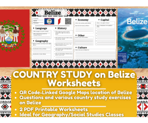 Country Study Worksheets on Belize - Central America