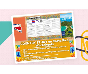 Country Study Worksheets on Costa Rica - Central America