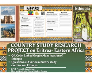 Country Study Worksheets on "Ethiopia" - Eastern Africa