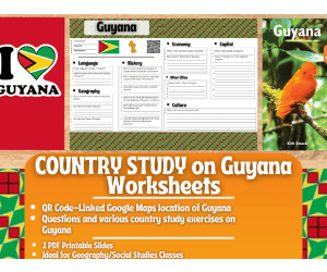 Country Study Worksheets on Guyana - South America