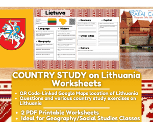 Country Study Worksheets on Lithuania - Europe - Baltics