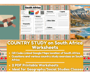 Country Study Worksheets on South Africa