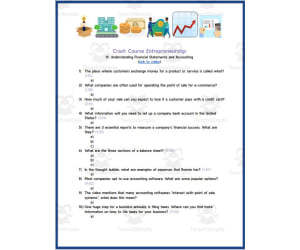 Crash Course: Entrepreneurship #15 Understanding Financial Statements Worksheet
