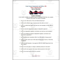 Crash Course: Government and Politics #16: Bureaucracy Basics Worksheet