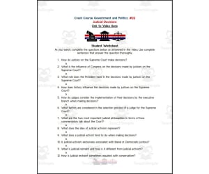 Crash Course: Government and Politics #22: Judicial Decisions Worksheet